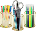 Mind Reader Pen and Accessories Holder, Desktop Organizer, Office, Metal , 3"L x 3"W x 4"H, Set of 3, Gold