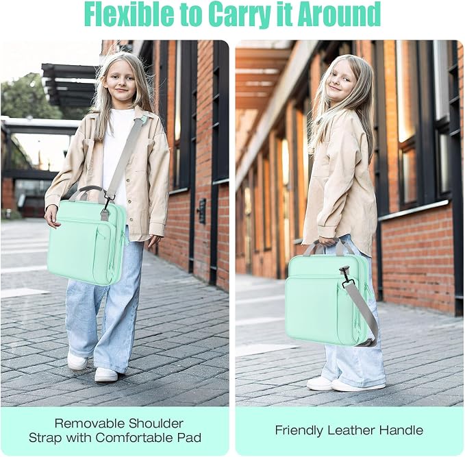 MoKo Zipper Binder, 2 Inch 3 Ring Binder with Zipper, 500 Sheet Capacity Zip Up Binders with Shoulder Strap Handle, Multi-Pocket Zip Up Binders for Middle School Student, Mint Green