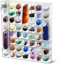 Cinnvoice Rock Display Case 20 Grids, Black Border, Square | Adjustable Acrylic Display Case, Crystal Organizer for Collectible, with Built-in Mirrored, Magnetic Door, Wall Mount