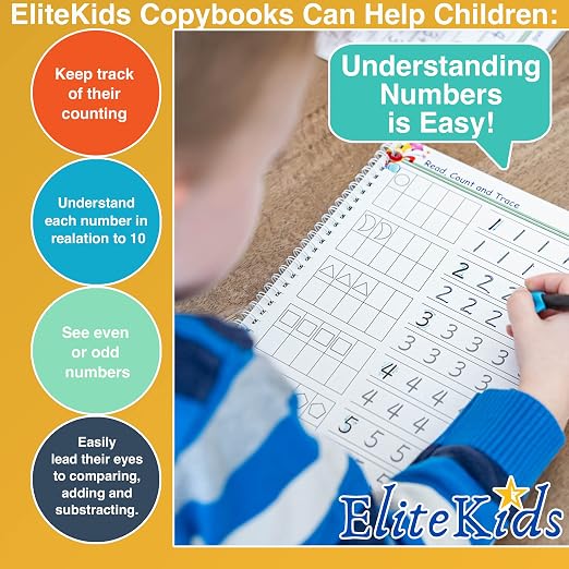 Reusable Handwriting Practice Workbook Set for Kids – Grooved Tracing Books for Letters, Numbers & Sight Words, Large Format 8.5 x 11 Inch Learning Activity Books