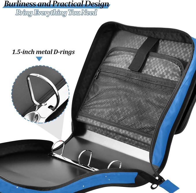 MNSRUU 3 Ring Binder Bag, 2 Inch D-Rings Easily Organizes 1 Inch Fits Letter Sized Paper, Black Cat Large 3 Hole Zipper Binder Organizer for School Office Supplies