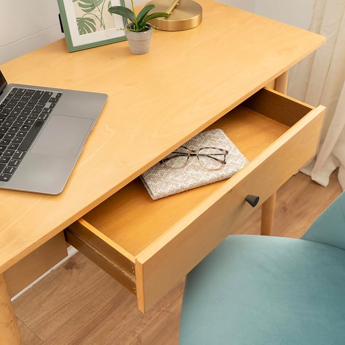 Linon Melissa Natural Wooden One Drawer Writing Desk
