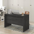 Furinno Roger Computer Desk, 47 Inch Rectangular Executive Desk with Modesty Panel, Home Office Desk with Thick Tabletop, Desk Cord Grommet, Scratchproof, for Home Study, Office, Coastal Grey