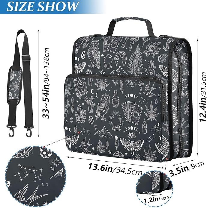 Zipper Binder Bag 3 Ring File Folder Portfolio Organizer Zippered Binder Bags with Strap Fits Laptop Women Men