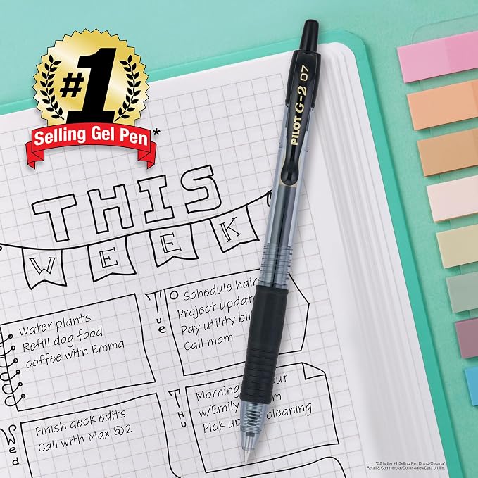 PILOT G2 Pens, 0.7mm, Black Ink, 20-Pack