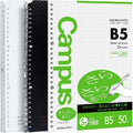 KOKUYO Smart Ring Binder Notebooks, 2 Pcs B5 Refillable Notebook, 8mm Ruled, 20 Sheets Each, Plus Extra 50 Sheets 5x5 Graph Loose Leaf Paper, 25 Sheet Capacity, Ideal for School & Work, Black & White
