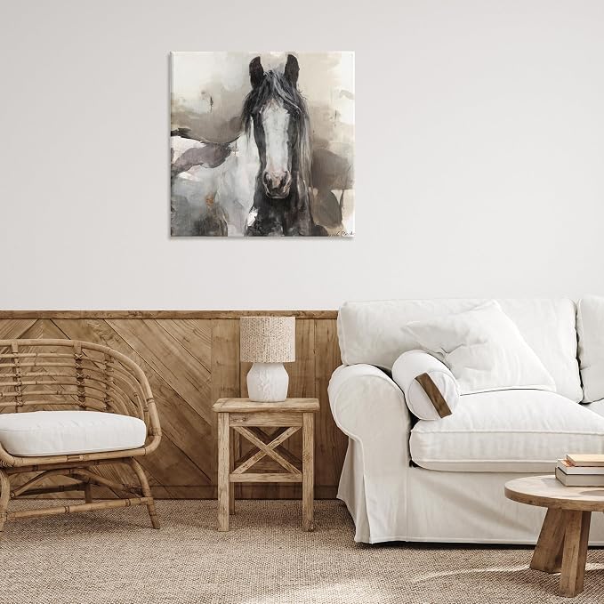 Stupell Industries Grey Beige Horse Abstract, 30 x 30 Inch Canvas Wall Art | Stupell Industries · By Marilyn Hageman · Ready to hang once unboxed · Great for living room or office · Made in USA