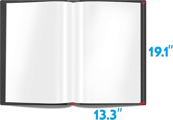 Presentation Book 40 Clear Pockets Sleeves Protectors Art Portfolio Clear Book for Artwork, Report Sheet, Letter (Can Accommodate 19.1 X 13.3inch)