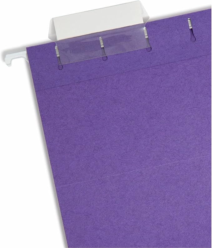 Smead Colored Hanging File Folder with Tab, 1/5-Cut Adjustable Tab, Letter Size, Purple, 25 per Box (64072) (Pack of 1)