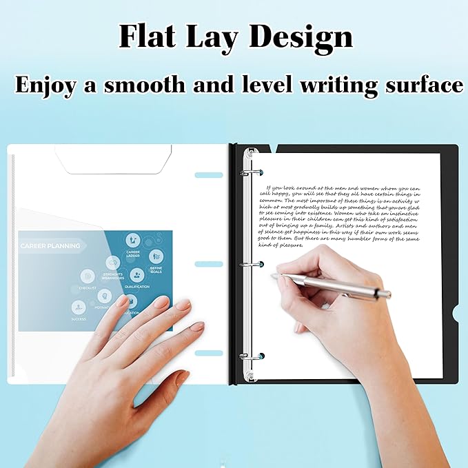 INFUN 1 Inch Telescoping 3 Ring Binder - 4PCS-White, Flexible Binders with Customizable Front Cover and Clear Catalog Pocket, 1Inch Rings, 225 Sheet Capacity