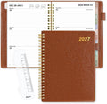 SUNEE 2027 Weekly & Monthly Planner 6.2"x8.5"- 12 Month (January 2027 - December 2027), Vegan Leather Cover, Pocket, Bookmark, Notes, Monthly Tab, Brown