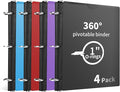 360° Pivotable 3 Ring Binder, Upgraded Foldable Binders 1 inch 4 Pack, Thin Small Three Ring Binder Fits 8.5" x 11", for Home, School and Office Binders Supplies