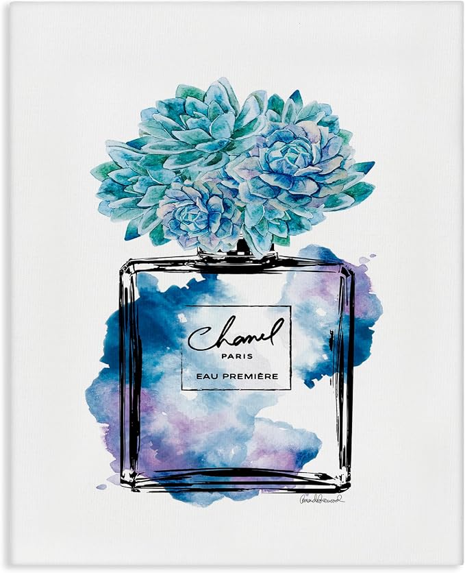Watercolor Perfume Bottle Floral, 36 x 48 Inch Canvas Wall Art | Stupell Industries · By Amanda Greenwood · Ready to hang · Ideal for bedroom or office · Made in USA