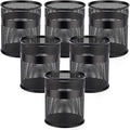 Segarty 6 Pack Black Steel Mesh Pen Cups Desk Pen Pencil Holder, Round Pen Container Pencil Cups Desk Organizers for Home Office