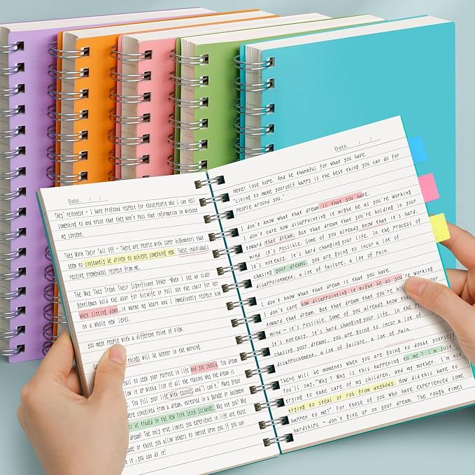 AHGXG Spiral Notebook - A5 Notebook College Ruled, Small 5.7" X 8.22", 300 Pages/150 Sheets Thick Notebook Journal, 100GSM Lined Paper, Plastic Hardcover, for Work Office School Writing Notes, Pink