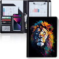 Padfolio/Portfolio Folder Clipboard,Padfolio Clipboard,Writing Portfolio Leather with Cover for Card Holder Slot Letter Size A4 for Office Conference Notepad Clip Boards,Colorful Lion