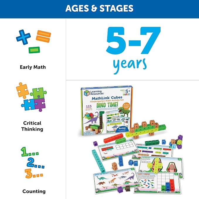 Learning Resources MathLink Cubes Activity Set: Dino Time