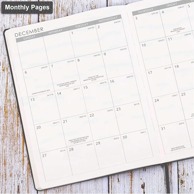 Planner 2026-2027 - 8.5" x 11" 2026-2027 Planner Weekly and Monthly, July 2026 - June 2027, Faux Leather Cover, Pen Holder, Pocket, 25 Notes Pages, A4 Premium Paper - Gray