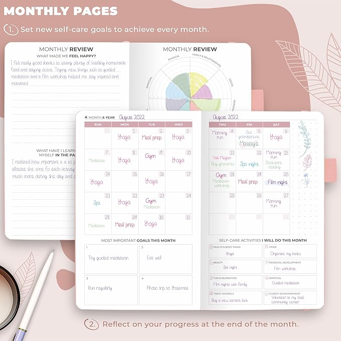 Clever Fox Self-Care Journal Pocket – Daily Reflection Notebook – Mental Health & Personal Development Planner, Meditation & Mood Log (Light Pink)