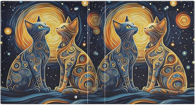 ALAZA 3 Ring Binder Abstract Two Cats Clipboard Round Ring Binder Holds 1.5 Inch Three Rings Binders for Office Supplies, 1Pack