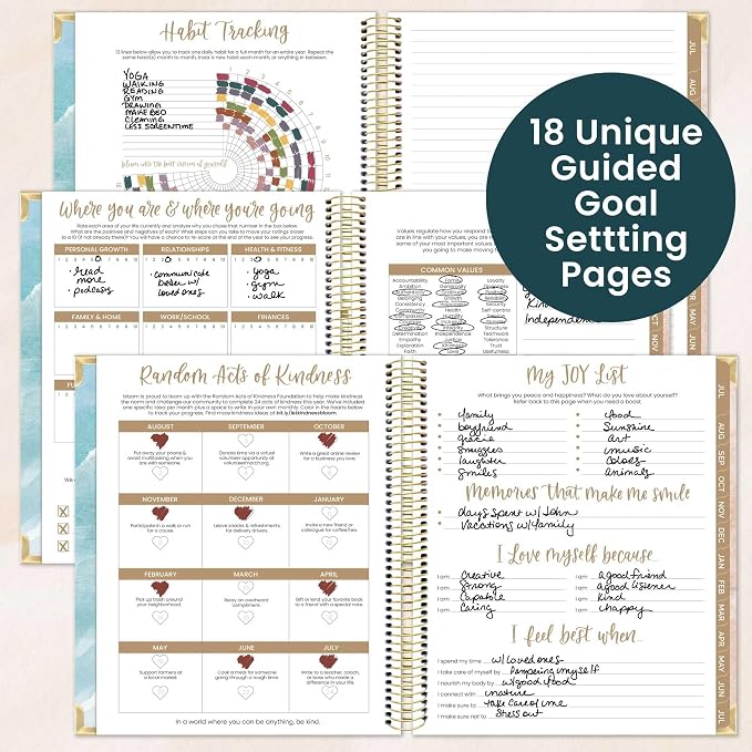 bloom daily planners 2026-2027 Hardcover Academic Year Goal & Vision Planner (July 2026 - July 2027) - 13 Months - Monthly & Weekly Calendar Agenda Organizer - 7.5" x 9" - Coastal Calm