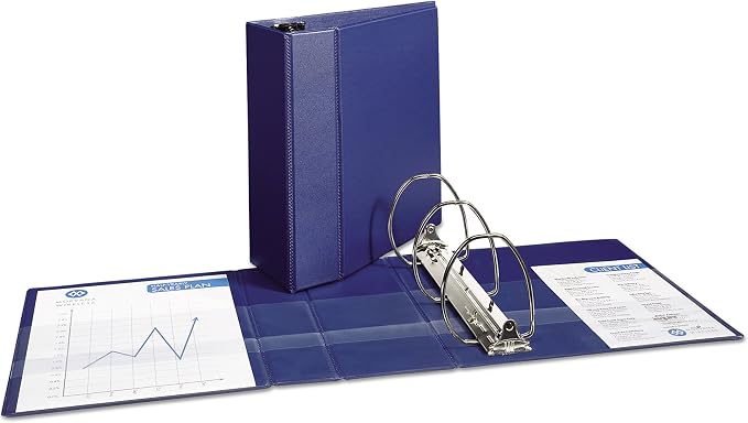 Avery Durable Binder, 5" One Touch Rings, 1,050-Sheet Capacity, DuraHinge, Blue (07900)