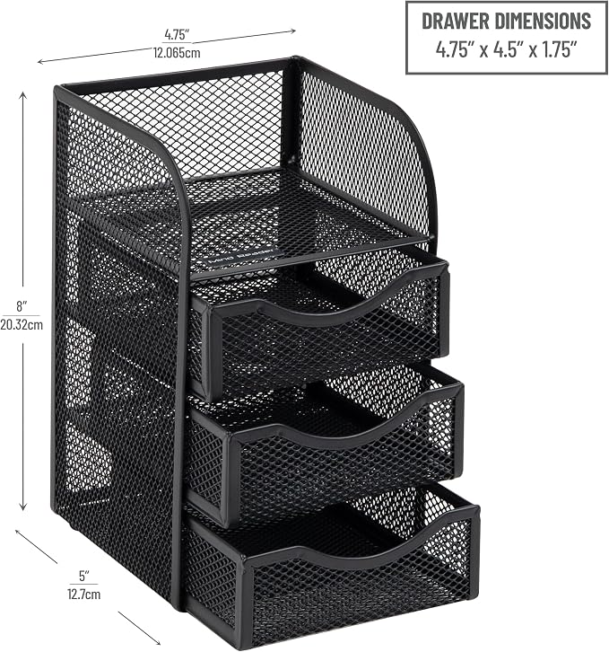 Mind Reader Desktop Accessory Storage, Paper Binder Clip Basket, Workspace, Office, Metal Mesh, 4.75"L x 5"W x 8"H, Black