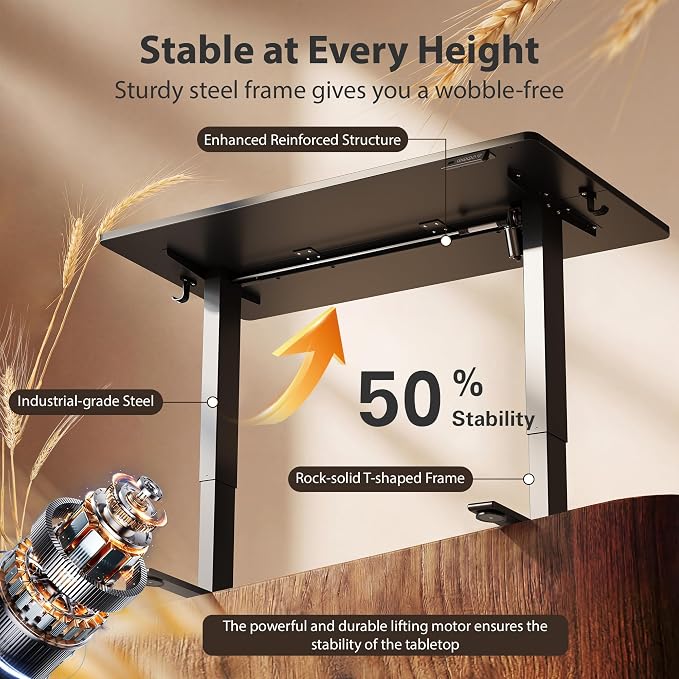Cubiker Standing Desk, 63x28 Inches Sit Stand Home Office Desk, Electric Stand up Desk, Adjustable Desk with Splice Board, Black Frame/Black Top