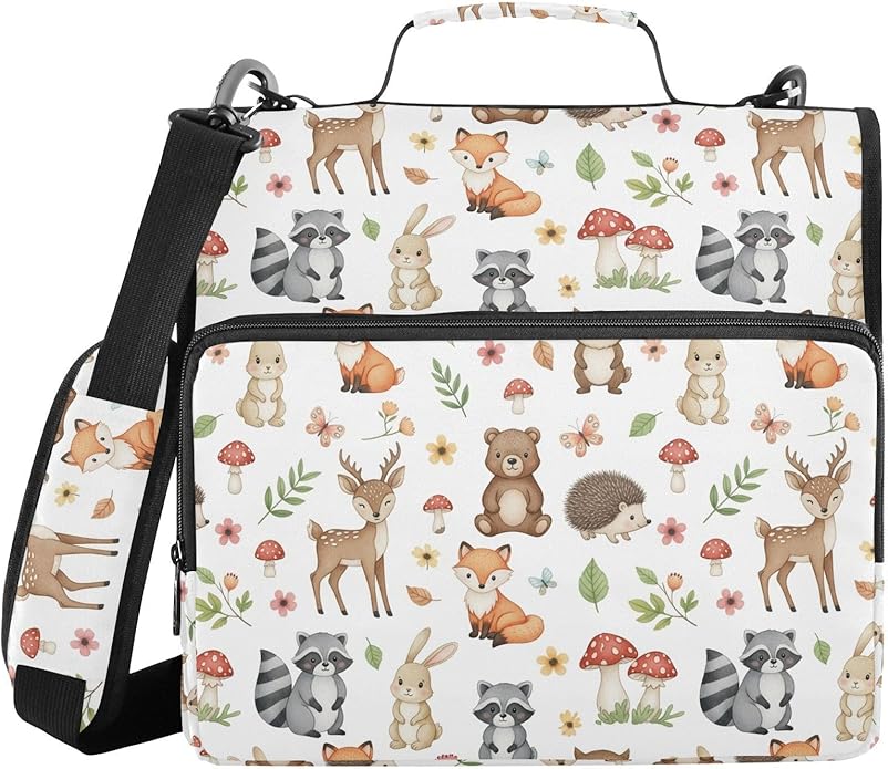 Zipper Binder Bag 3 Ring File Folder Portfolio Organizer Zippered Binder Bags with Strap Fits Laptop Women Men