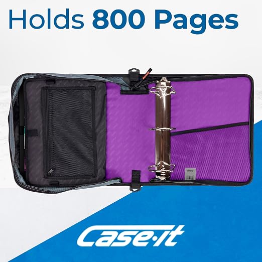 Case-it King Size 3-Ring Binder | 4-Inch Capacity | D-186 Purple | Mighty Zip Tab, Fits 11 x 8.5-Inch Paper, School & Office