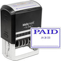 MaxMark Large Self-Inking Rubber Date Office Stamp with Paid Phrase & Date - Blue Ink, 12-Year Band - Style 3