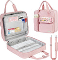 Zipper Binder 3 Ring with Ita Window,700 Sheets Capacity, Binder 3 Inch with Shoulder Strap Fits 13 Inch Laptop for School and Office,Pink