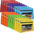YoeeJob 18 Pack 1 Inch Expandable Zipper Pencil Pouches with Clear Window for 3 Ring Binder, Suitable for School & Office（Colourful）