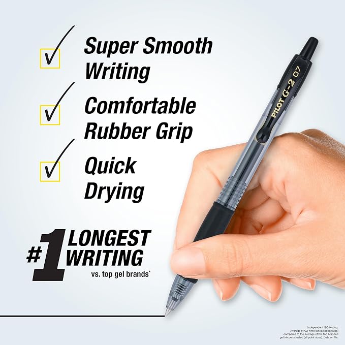 PILOT G2 Pens, 0.7mm, Black Ink, 20-Pack