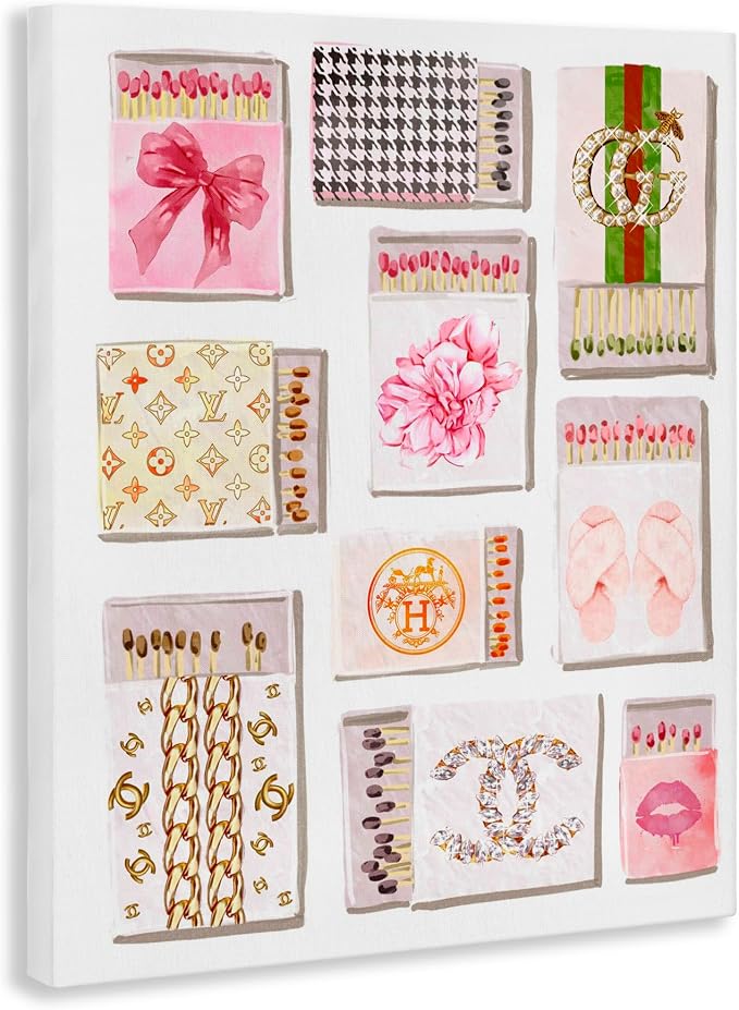 Stupell Industries 'Glam Girl Matchboxes'| Canvas Art | Stupell Industries | 16 x 20 Inches, Easy to Hang and Sturdy, Made in USA, by Ziwei Li