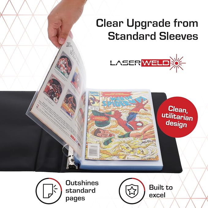 BCW LaserWeld Comic Book Sleeves | 50 Pack | 1-Pocket Pages for 3 Ring Binder | Top Loading, Crystal Clear, Acid-Free, Archival Storage