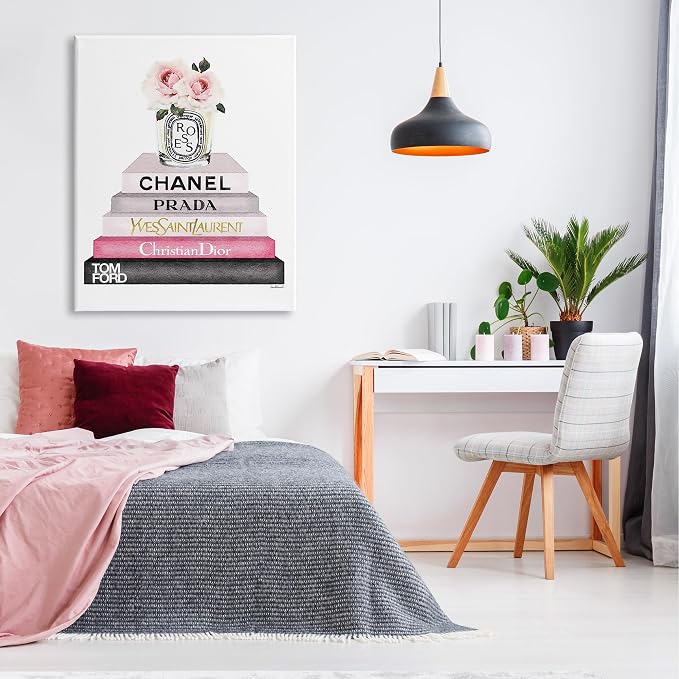 Stupell Industries Book Stack Fashion Candle, 36 x 48 Inch Canvas Wall Art | Stupell Industries · By Amanda Greenwood · Graphic art still life charm · Ready to hang · Made in USA