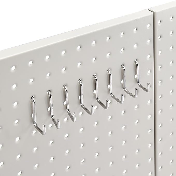 Amazon Basics Rectangular Metal Pegboard Wall Organizer, Tool Storage Organization System, Rust and Scratch Resistant, 48-Piece Kit, Gray