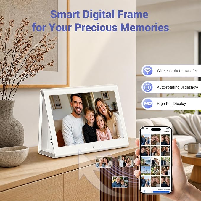 2026 New Upgraded Smart Digital Calendar, Family Planner No Subscription | WiFi Sync Color-Coded Family Schedule, Chore Chart & Meal Plan, HD Interactive Touchscreen Smart Calendar with Blue Case