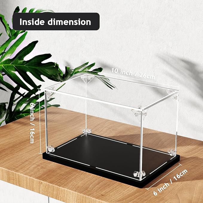 Clear Acrylic Display Case, Easy Assembly Showcase Boxes(10x6x6inch) | dofopo Dust Protection Case for Action Figures and Dolls, Alternative Glass Box for Collectibles Commemorative Gifts
