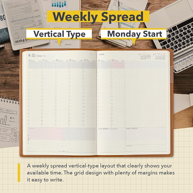 NOLTY Business Basic Diary A5 Weekly Planner 2026, January Start, Japanese Edition, Pink, 2026-6702