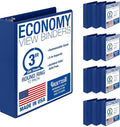 Samsill 3 Inch 3 Ring Binders, Economy Round Ring, Clear View Cover, 550 Sheet Capacity - for School, Home, Office - Blue, 12 Pack