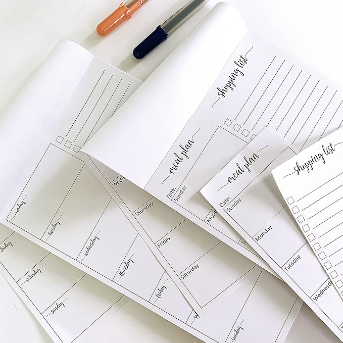 321Done Meal Planning Notepad - 50 Sheets (5.5x8.5) Perforated Weekly Meals Planner Shopping List Menu Groceries Grocery List, Tear Off Memo Pad - Made in USA - Monday Start
