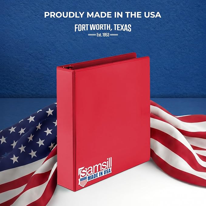 Samsill 2 Inch 3 Ring Binders, Economy Round Ring, Clear View Cover, 425 Sheet Capacity - for School, Home, Office - Red, 12 Pack