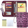 A5 Binder 6 Ring with Zipper, Portable Planner for Travel & Study | Faux leather A5 planner with detachable 6 rings, lined pages, pouches, card slots and pen holder for daily use.
