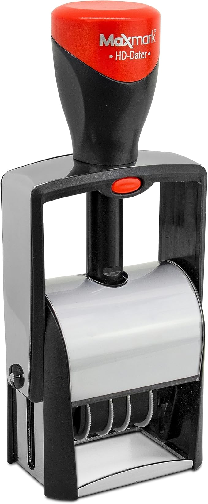 MaxMark Heavy Duty Self Inking Date Stamp with Phrase Approved - Red Ink