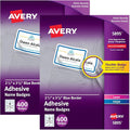 Avery Flexible Name Badges, 2-1/3" x 3-3/8", White with Blue Border, 400 per Pack, 2 Packs, 800 Removable Name Tag Stickers Total (01730)