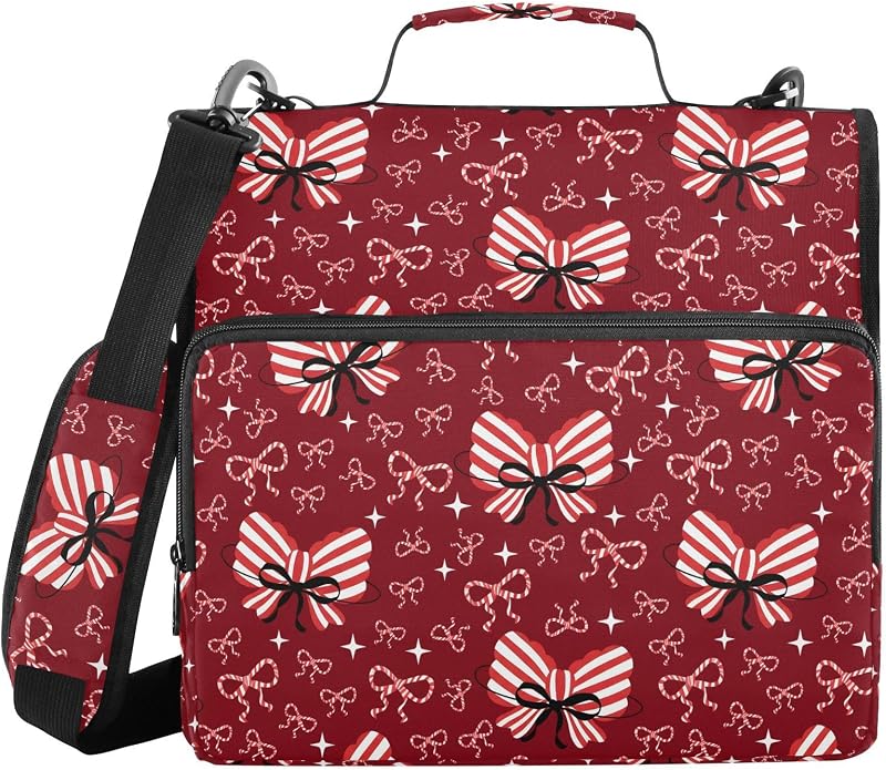 Zipper Binder Bag 3 Ring File Folder Portfolio Organizer Zippered Binder Bags with Strap Fits Laptop Women Men