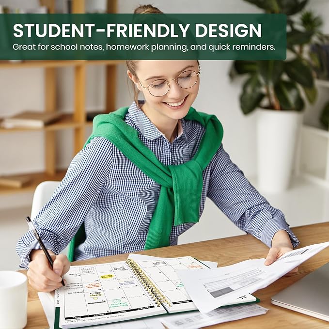 Taja Planner 2026-2027, 8.5" x 11" Calendar Planner, Jul 2026-Jun 2027 | A4 Hardcover Weekly & Monthly Academic Planner, Large Planning Agenda With Tabs, School & Office Supplies, Dark Green