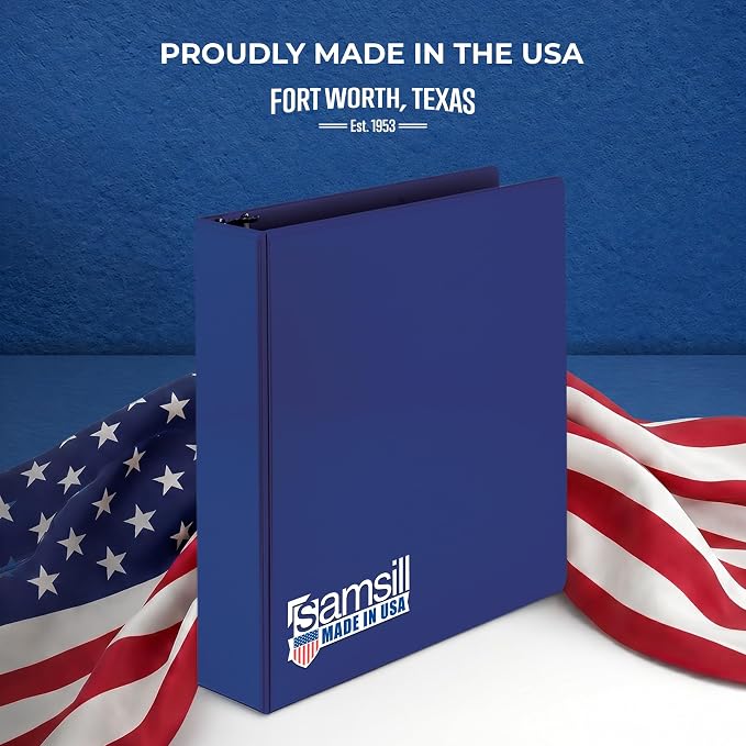 Samsill 2 Inch 3 Ring Binders, Economy Round Ring, Clear View Cover, 425 Sheet Capacity - for School, Home, Office - Blue, 12 Pack